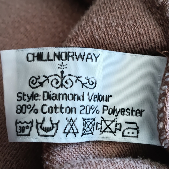 ChillNorway Brown Velour Embroidered Hoodie Dress L - Picture 10 of 11